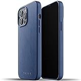 Mujjo iPhone 13 Pro Max Leder Hülle (Blau) - Premium Handy Case - Kompatibel mit iPhone 13 Pro Max - Extra Dünn - Handyhülle - Stoßfeste Schutzhülle - Kabelloses Laden - 6,7”