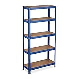 Relaxdays Schwerlastregal, HBT: 150 x 75 x 30 cm, Traglast: 875 kg, 5 Böden, zum Stecken, Keller & Garage, Stahl, b