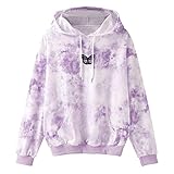 Teenager Mädchen Pullover, Damen Kapuzenpullover Schmetterling Stickerei Langarm Pulli Loose Pullover Kapuze Sweatshirt Sport Hoodies Langarmshirt Streetwear Hoody Freizeit Bluse Tops M