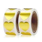 1000 Stücke Gold Herz Aufkleber Exquisite Herz Klebeetiketten Selbstklebende Herzform Aufkleber für Hochzeitseinladungen Weihnachtsgeschenkverpackungen Geburtstagsgeschenke Valentinstag, 25