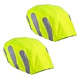 ECENCE 2x Helmüberzug Fahrradhelm - Helmüberzug Fahrrad - Regenhülle Fahrradhelm - Universal Helmschutz Fahrrad wasserdicht Neon mit Reflek