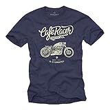 Geschenke für Motorradfahrer - Motorrad T-Shirt für Herren mit Spruch - Vintage Harley Biker Motiv blau XXL