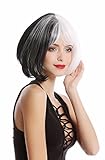 WIG ME UP - GF-W2289-1+1001 Perücke Damenperücke Qualitätsperücke Cosplay kurz Bob Longbob halb schwarz halb weiß