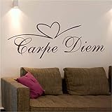 Exklusivpro Wandtattoo Carpe Diem Zitat Spruch mit Swarovski Strass Apartment (wcd03 Mittelgrau) 90 cm mit Farb- u. Größenw