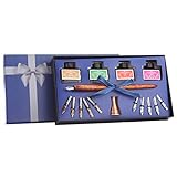 COSYOO Dip Pen & Ink Set Vintage Holz Kalligraphie Stifte Set Signature Pen Dip Quill Pen Dip Pen Tinte S
