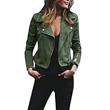 Damen Ledermantel Lederjacke Reverskragen Lederlook Kurzmantel Biker Motorradjacke Kurz Classics Light Bomber Jacke mit Nagel und Reißverschluss Tailliert Hüfte Länge Biker Style Casual Wear XXXXXL