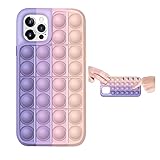 LEEWENYAN Sensorische Fidget Spielzeug Telefonkasten, Schieben Sie die Blasenschutzhülle Kompatibel mit Phone 12 / 12Pro, Mehrfarbiges Silikonspielzeug zum Stressabbau (Telefon Fall-A)