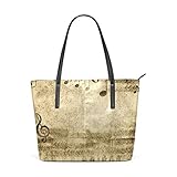 LUNLUMO Damen-Handtasche mit Henkel und Musiknoten, Klaviermuster, Schultertasche, H