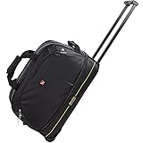 OIWAS kleine Reisetasche Unisex mit Rollen 45L Plus 10L Trolleyfunktion Tasche erweiterbares Business Trolley Handgepäck Damen und Herren Schw