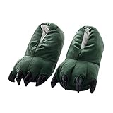 DEBAIJIA Unisex Plüsch Hausschuhe Monster Kralle Tier Pfote Pantoffel Kuscheltier Schlappen Warme Weiches Cosplay Kostüme Party Karneval für Herren Damen Kinder Herbst Winter Indoor Grün 17-30