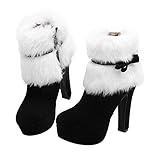 Benedict Festliche Absätze Weihnachten Winter Wildleder Hochhackige Stiefel Plattform Kurze Plüschschleife Festive Heels Christmas Winter Suede High-Heeled Boots Platform Short Plush Bow