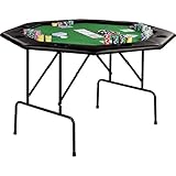 Maxstore Faltbarer Pokertisch „Flush“ für bis zu 8 Spieler, achteckig, Maße 120x120 cm, MDF Platte, gepolsterte Armauflage, 8 Getränkehalter, Tuchfarbe grü