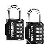 GRIFEMA 2 Pack Zahlenschloss 4 Stellig - Vorhängeschloss Wetterfest Frostsicher, Schloss mit Zahlencode Zinklegierung, Robust, Sicher, Schlösser für Spind, Garage, Tor, Schuppen, Schule, F