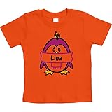Geschenk mit Pinguin für die kleine Lina Unisex Baby T-Shirt Gr. 66-93 12-18 Monate / 86 Orang