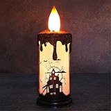 HeiHeiDa Halloween LED Kerzen Batteriebetriebenes Flammenloses Flackerndes Wachs Karnevals Kerzenlicht Kürbis Lampe Halloween Dek