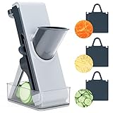 Gelrova Gemüseschneider 4 Schneidemodi, Multifunktion Mandoline Gemüsehobel, Kartoffelschneider, Zwiebelschneider,Gurkenhobel, Multischneider, verletzungsfreies Design mit Auffangbeck