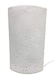 GILDE Tisch Lampe Blumen Design - aus Porzellan weiß mit Loch Muster H 28