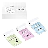 Vetbuosa Buntes Thermopapier Klebepapier, Schwarz Charakter auf Gelb/Blau/Rosa 53mm x 3,5m für Vetbuosa/Phomemo Portable Mini Drucker Smartphone Bluetooth Pocket Mobile Drucker, Insgesamt 3 R