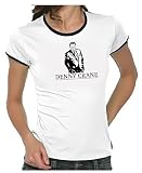 Coole-Fun-T-Shirts Denny Crane - Boston Legal - Girly Ringer weiss/schwarz, Gr.L