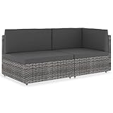vidaXL Sofa 2-Sitzer Modular Gartenmöbel Mittelsofa Ecksofa Gartenset Gartensofa Rattansofa Rattanmöbel Lounge Garnitur Poly Rattan G