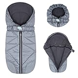 Fußsack Kinderwagen, CRRMW Fusssack Winter Baby mit Reißverschluss Lammfell Fußsack, Wasserdicht Fußsack Kinderwagen Winter für alle Kinderwagen, Buggy(110X43CM, Grau)