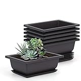 Perfit 10 Stück Pflanztöpfe mit Tablett, Kunststoff Bonsai Pflanztopf für Blumen Sukkulenten Topfpflanze 16,5X12