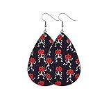 XIAOTIAN Halloween Herbst Kunstleder Ohrringe Totenkopf Kürbis Teardrop Ohrringe Halloween Herbst Tropfen Anhänger Ohrringe für F