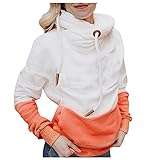 Damen Rollkragenpullover Herbst Casual Pullover Sweatshirt Elegante Farbblock Kapuzenoberteile Warme Pullover Sw