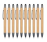 StillRich Industries Bambus Kugelschreiber 10 oder 50 Stück | blauschreibender Holzkugelschreiber mit Premium Kugelschreibermine | nachhaltig und umweltfreundlich (10, Touchpen)