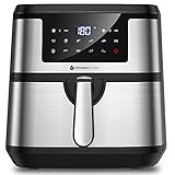 Heißluftfritteuse 7,5L Ohne Öl Heissluftfriteuse Airfryer mit Digitalem LED-Touchscreen, 10 Voreingestellte Menüs und PDF Rezepte, Vorheizen und Warmhalten, Timer und Temperaturregelung, 1700W