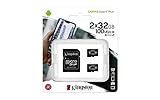 Kingston Canvas Select Plus microSD Speicherkarte, SDCS2/32GB-2P1A Class 10 (2x Karte,inkl. SD Adapter)