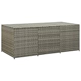 HechoVinen Gartenschrank Werkzeugschuppen, Rattan Werkzeugkasten, Wasserabweisendes PE-Futter mit Reißverschluss, Stahlrahmen, Erhöhte Füße, Gasdruckfeder, Grau 180 x 90 x 75