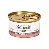 Schesir Cat Natural Lachs, Katzenfutter nass im eigenen Saft, 24 Dosen x 85 g