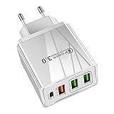 USB Ladegerät 4 Ports Netzteil PD20W+QC3.0 Charger Ladeadapter Tragbares USB Schnellladegerät für iPhone für Xiaomi für Samsung für Huawei usw,und Weitere USB-Anschluss G