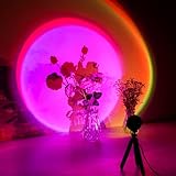 CoMokin Sunset Lamp, 16 Modi Bunte Sunset Projection Lamp, Sonnenuntergang Lampe, Rainbow Projektionslampe, Stehlampe, LED Nachtlicht mit 360°Drehung und Stativ für Party Themen Schlafzimmerdek