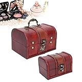 HURRISE Holz Schmuckkästchen, Holzkiste Fall, 2 Stück Holz Geschenkbox Ätherisches Öl Legierung Scharnier Dekorative Holz Aufbewahrungsbox Geschenk für Home O