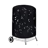 AYLYHD Grill Abdeckhaube, Runde Grillabdeckung Für Holzkohle-Kugelgrill 420D Gasgrill Schutzhülle Grillabdeckung Wasserdicht BBQ Abdeckung Cover (Color : Schwarz, Size : 71x73cm)