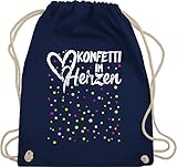 Shirtracer Karneval & Fasching Kostüm Outfit - Konfetti im Herzen - weiß - Unisize - Navy Blau - konfetti im herzen rucksack - WM110 - Turnbeutel und Stoffbeutel aus Baumw
