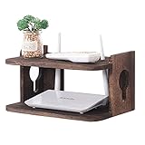 Wandhalterung WiFi Wireless Router Aufbewahrungsbox Hider, schwimmendes TV Set Top Box Modemregal Massivholz Kabelmanagement Box Netzstecker Organizer für Wohnzimmer, 29 × 19,5 × 15,5 cm (Farbe : B)