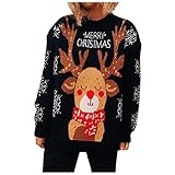 Sonnena Weihnachtspullover Damen Lustig Winter Strickpulli Langarm Rundhals Sweatshirt Strickpullove Weihnachtlicher Pullover Christmas Sw