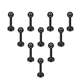 Briana Williams 10stk Chirurgenstahl Lippenpiercing Stecker mit Kugel Ohr Tragus Labret Helix Piercing Schmuck 6mm,8mm,10mm,12mm Stab