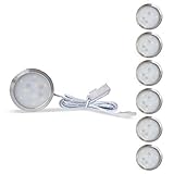 LAMPAOUS Led Unterbauenleuchten Kabinett Kuechenlampen Dimmbar Rund 6er Set Vitrinenbeleuchtung insgesamt 15 Watt led Schrankbeleuchtung Warmweiss 3000K 12V DC