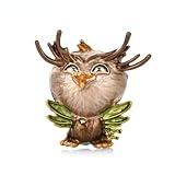 SHUJIA Lächelnde kleine Eule Vogel Broschen Frauen Metall Tier Party Casual Brosche Pins Geschenk