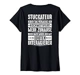 Damen Verputzer Mit Idioten Interagieren Gipser Stuckateur T-Shirt mit V