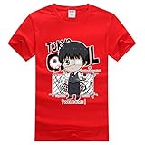 Tokyo Ghoul Anime T-Shirts Herren Damen Rundhals Kurzarm Tops Tees Rot XXS