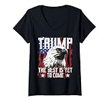 Damen Trump 2024 The Best Is Yet To Come USA Flagge Trump Adler T-Shirt mit V