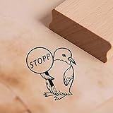 Pinguin Motivstempel Stempel mit Spruch - Stopp - Abdruck 28x28mm | Dek