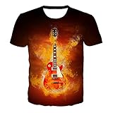 CHWEI Knitted Hat Kind 3D-Druck Flamme Gitarre Jungen Mädchen Sommer Langarm Kurzarm T-Shirt Schweiß Schweiß Schnell Trocknend Outdoor Freizeit-130C