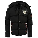 Geographical Norway VERVEINE BELL Men - Herren Winterjacke - Daunenjacke / Sportswear Jacke Winddicht - Parka / Mantel mit Kapuze - Langärmelige Kleidung, Schwarz , XXL