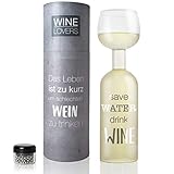 ILP GMBH I LOVE PRODUCTS Wine Lovers Weinflasche Glas Save Water, Drink Wein - Weinglas Flasche XXL mit Spruch - Weinglas lustig als perfekte Geschenkidee - inkl. Reinigungsp